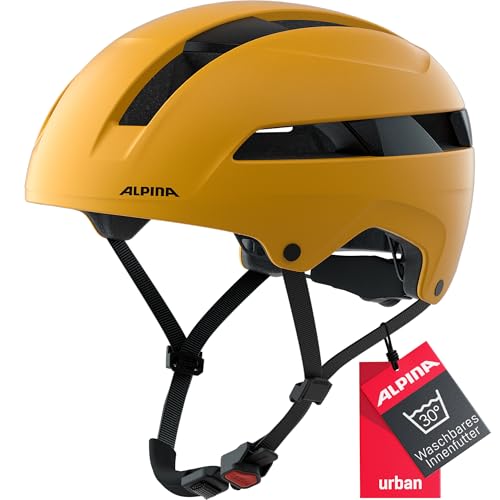 Alpina SOHO - Extrem Robuster, Leichter & Individuell Anpassbarer Urban Fahrradhelm Für Erwachsene, Burned-Yellow matt, 55-59 cm