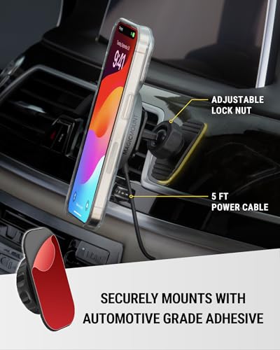 Image of Scosche MPQMD-SP MagicMount Charge Pro Qi2 Fast Wireless Charging MagSafe Car Mount Charger, 15W Magnetic Cell Phone Holder for Car Dashboard Compatible with iPhone 16 /15 /14 /13 /12 Pro Max Plus, S25