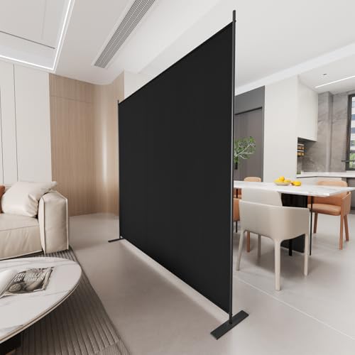 Image of C-Hopetree 1 Panel Room Divider, 6 Ft Tall Indoor Folding Privacy Screen, Portable Partition Separator, Freestanding Separation Temporary Wall for Office, Bedroom, 71 inch W X 71 inch H, Black