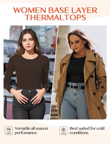 Image of Women's Long Sleeve Thermal Underwear Lightweight Compression Baselayer Shirt Women Clothing Premium Comfort Winter Tops