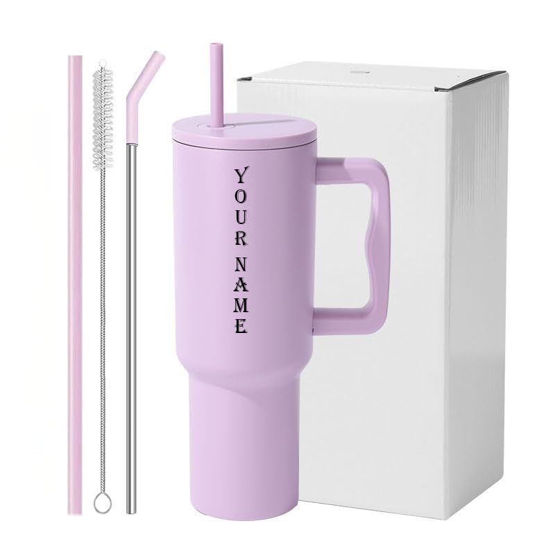 Image of CYNVEXA Personalized with Your Name, Tumbler with lid and Straw 1200ML Cup Stainless Steel Vacuum Insulated Tumbler for Water, Iced Tea or Coffee 1.2L Office Gym Travelling (Lavander Mist)