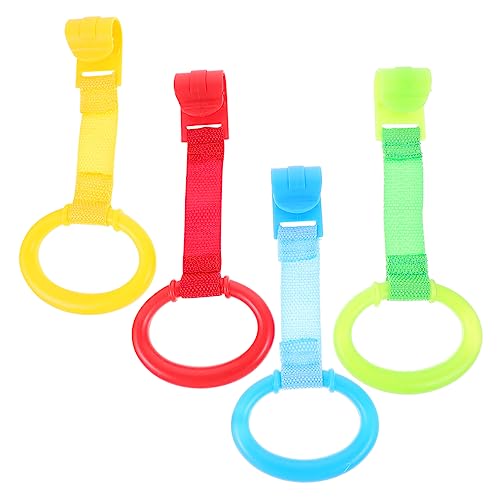 Toyvian Crib Pull Ring Set 8pcs Thick Hanging Rings for Play Pen Enhance Baby's Confidence in Standing Walking