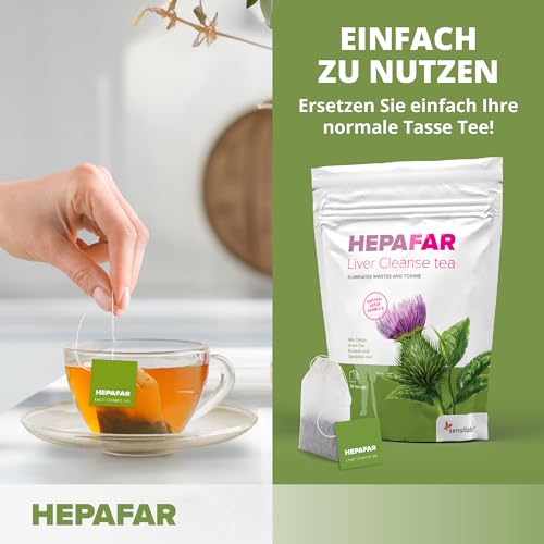 Leber Entgiften – Grüner Tee, Mariendistel, Löwenzahn und Klettenwurzel – Löwenzahntee – 40 Teebeutel – Hepafar von Sensilab