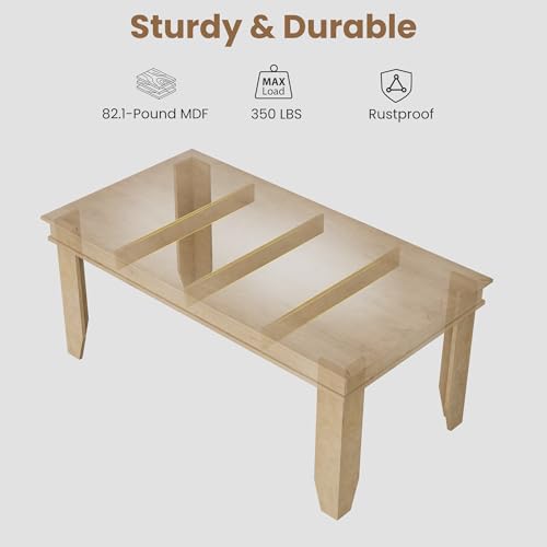 Image of GarveeHome Farmhouse Dining Table for 4-6 People, 63 in Long Kitchen Tables with Wooden Sturdy Frame, 5 ft Large Rectangular Dinner Table for Dining Room, Kitchen, Natural, 63 inch Non-extendable