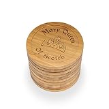 BambooMN - Laser Engraved Coasters - Dark Ales Names - Round - Mary Queen of Scotch - 4 Units