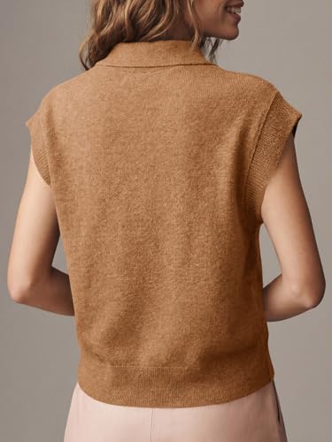 Image of Saodimallsu Womens Cap Short Sleeve Sweater Top Summer Polo Shirts Button Collared Knit Business Casual Pullover Sweater