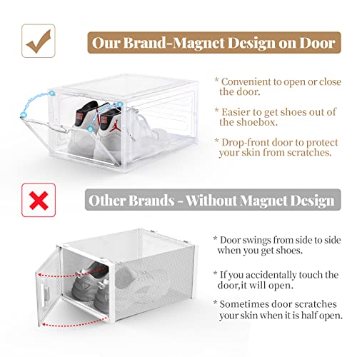 Insty Shoe Boxes, Set Of 12, Stackable Clear Plastic Shoe Storage Boxes, Drop Front Shoe Box With Lids,Shoe Organizer Containers For Sneaker Display, Fit Up To Us Size 12(13.4”X 9.8”X 7.1”) #TOP1