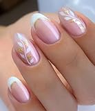 JMEOWIO Autocollants pour ongles en gel - Feuilles blanches - French Tip - Semi durcies - Pour ongles UV/LED - Accessoires de décoration
