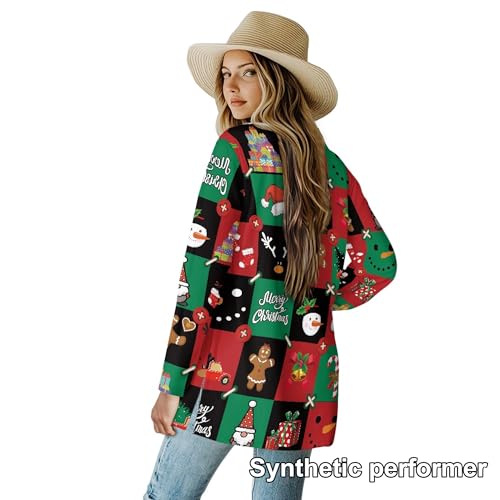 Image of Fall Maple Leaf Cardigan Sweaters for Women Long Sleeve Cardigan Soft Drape Open Front Dusters V-Neck Jackets Dressy