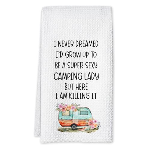 Sahjzk Camping Kitchen Towels 16x24 Waffle Weave, I Never Dreamed I’d Grow Up to Be a Super...