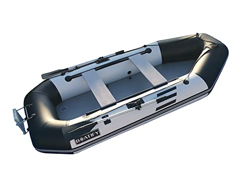 Boatify 9.8Ft Inflatable Fishing Boat Raft Dinghy Pontoon With Air Floor With Motor Bracket-White And Black #TOP2