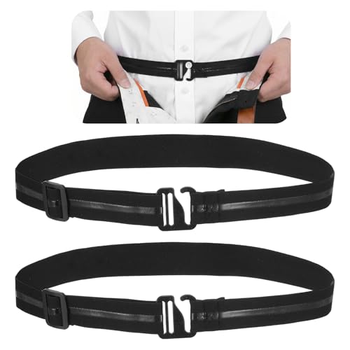 Molain 2 Pcs Shirt Stay Belts Keep Shirts Tucked In, Adjustable Non-Slip Elastic Shirt Holders for Men & Women, Professional Dress Shirst Tuck Band for Law Enforcement & Casual Wear
