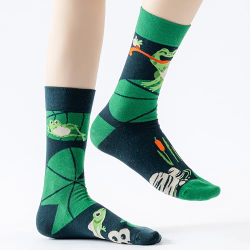 Image of 2 Pairs Cartoon Animal Crew Socks Fun Cotton Mid Calf Socks for Women