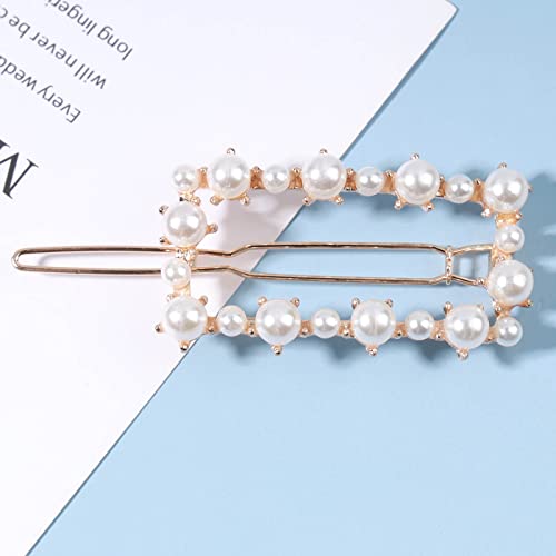 Yheakne Boho Pearl Hair Clip Barrette Gold Pearl Hairclips Vintage Square Hair Pins Decorative Bobby Pin Geometry Hair Accessories For Women And Girls Gifts (Square) #TOP1