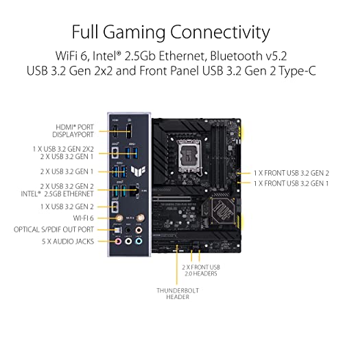 TUF Gaming Z790-Plus WiFi D4 LGA 1700(Intel® 12a e 13a generazione) Scheda madre ATX (PCIe 5.0, slot DDR4, 4xM.2, 16+1 DrMOS, WiFi 6,2.5Gb LAN, USB anteriore 3.2 Gen 2 Type-C®, Thunderbolt - Scheda madre - Immagine 5