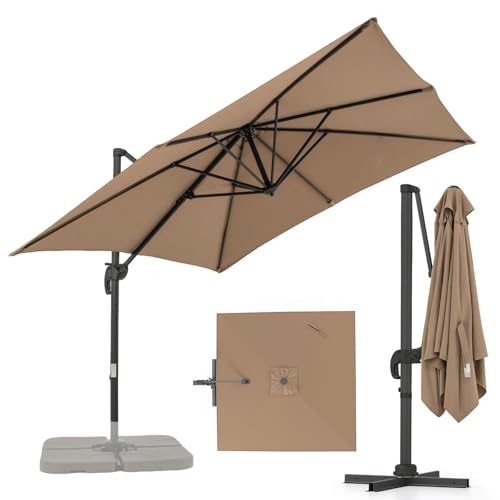 RELAX4LIFE Parasol Déporté Rectangulaire 2.5x2.5M, Parasol de Jardin Exterieur Inclinable et...