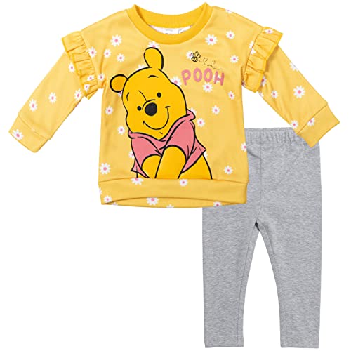 Image of Disney Winnie the Pooh Girls Pullover Fleece Sweatshirt and Leggings Outfit Set Infant to Toddler