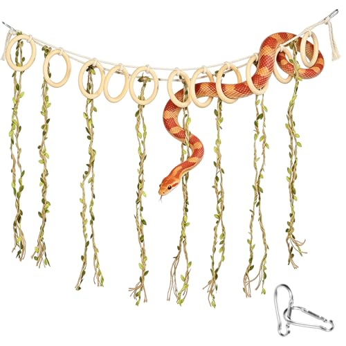 Duseu Snake Climbing Vines, Handcrafted Jungle Vines, Reptile Enclosure Accessories for Small Ball Pythons, Corn Snakes, Bearded Dragon, Chameleon, Lizard, Snake Enrichment Toys (31.5 inch)
