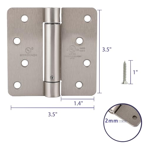Sorgmach Self Closing Door Hinge 4 Inch Satin Nickel Auto Close Hinge Adjustable 4 Inch X 4 Inch Spring Hinges Door Closer Hinge 1/4 Inch Radius Corner Commercial Auto Self-Closing Hinge 2 Pieces thumb #2