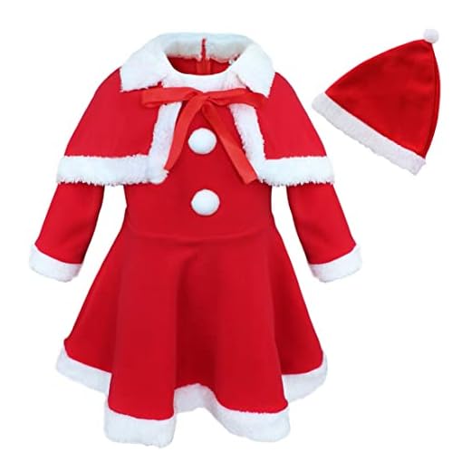 IEFIEL Vestido de Mamá Noel para Bebe Niña Vestido Caliente Rojo Manga Larga+Capas+Gorro Disfraz de Navidad Niña 1-3 años Rojo 12 Months
