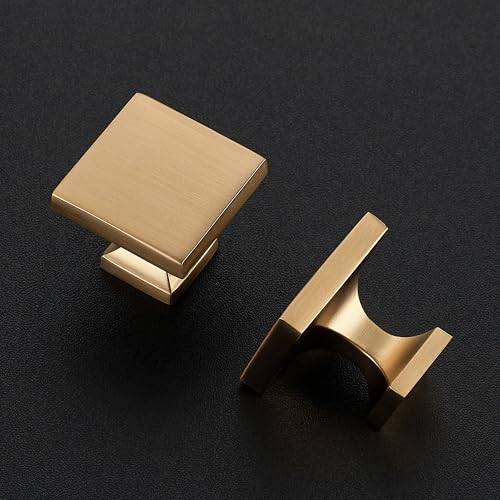 Image of Ravinte Cabinet Knobs Champagne Bronze Square Knobs, Drawer Knobs, 20 Pack | Single Hole, Solid Metal, Easy Install, Screws Included, Rust-Resistant, For Cabinets, Drawers, Dressers