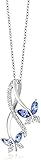 925 Sterling Silver Blue Topaz Butterfly Pendant Necklace For Women Jewelry Gift