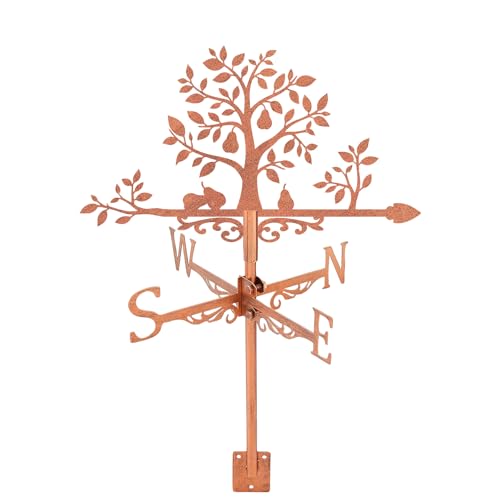 SUPERDANT Pear Tree Weather Vane Plant Metal Weathervane Tree Leaves Windvanes Copper Weathercock Decorative Wind Direction Signs for Farmhouse Sheds Outdoor Garden Lawn Roof Paddock Decor