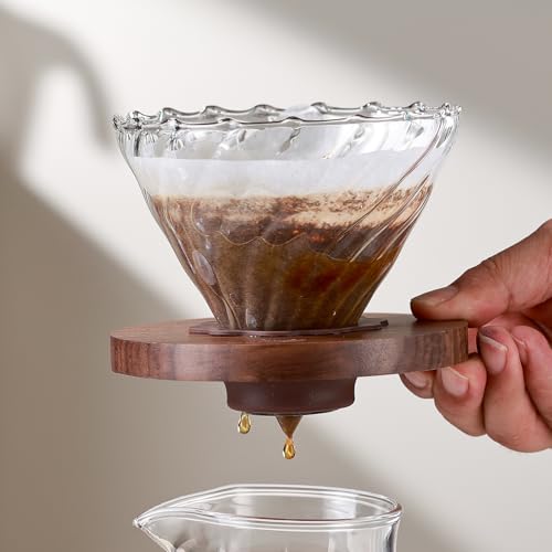 Image of Bincoo Pour Over Coffee Maker&Dripper, Style Cone Filter + 600ml Glass Coffee Server, Manual Coffee Brewer Set, Reusable Coffee Filter Holder, Great Gift for Coffee Enthusiasts