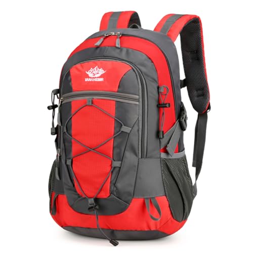 Mochila ligera de senderismo pequeña con ventilación en la espalda, mochila de trekking transpirable 3D Air Mesh Nylon Camping Outdoor Senderismo Mochila, rojo, 47cm (18.5in) x 31cm (12.2in) x 21cm