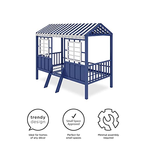 Little Seeds Rowan Valley Forest Loft, Twin Size Frame, White/Blue Bed #TOP5