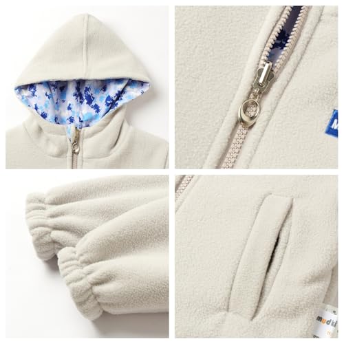 Image of Mud Kingdom Kids Reversible Fleece Jacket for Boys and Girls Waterproof Hooded Coat with Camo Print Winter Warm Outerwear