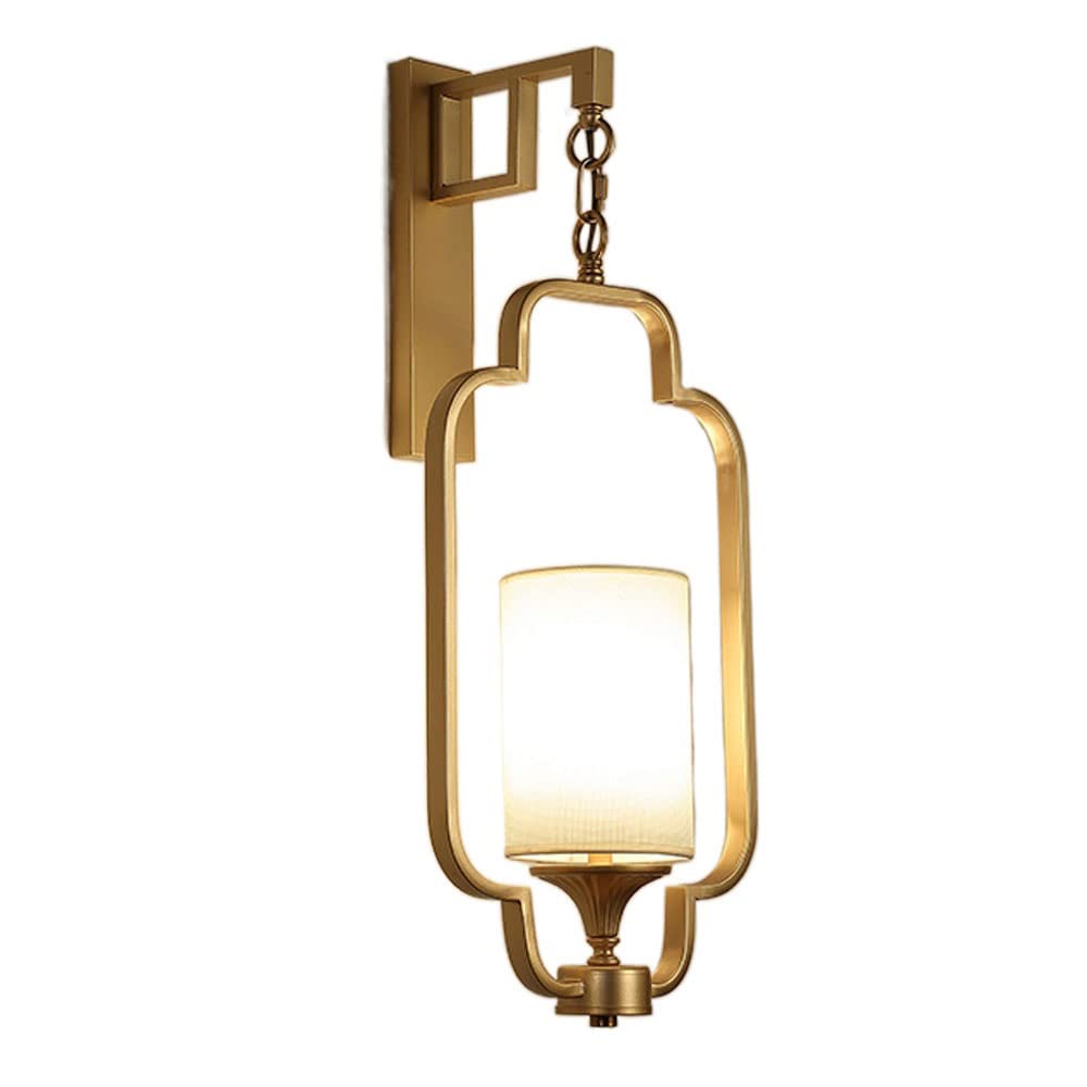 HUAYUSEDF American Gold Wall Sconce, mid Century Modern Mount Light, Metal Fabric Indoor Lighting fixtures, e27 lamp, for Cafe Bathroom Hallway Lantern