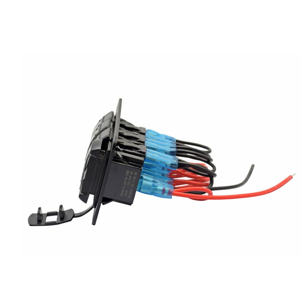 Riloer Rocker Panel sterowania 4-pozycyjny, wodoszczelny, zamknięty przełącznik kołyskowy, 5 V, 4,8 A, podwójna ładowarka USB