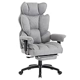 SKYE ゲーミングチェア 広々座面 ニットファブリック＆低反発クッション｜135°リクライニング＆ランバーサポート｜180kg耐荷重 デスクチェア オフィスチェア 在宅勤務 社長椅子 (ニット生地 ライトグレー)