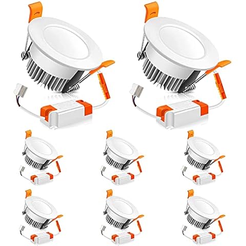 2 Inch LED Recessed Lighting Dimmable Downlight, 3W(35W Halogen Equivalent), 6500K Daylight White, CRI80, LED Ceiling Light with LED Driver for Living Room Hallway Stairwell Museum Showroom, 8 Pack Cover