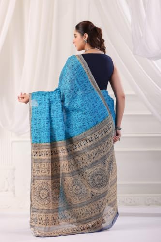 Image of TAMAIRA FASHION Mulmul Pure Cotton Saree For Woman Warli Printed |Office Wear Daily Wear Sarees For Women Without Blouse Piece(Available in 16 Colours)