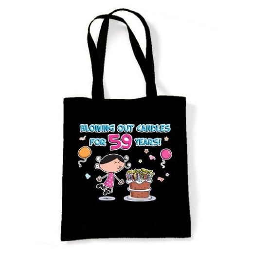 Soplando las velas para 59 años 59th cumpleaños Tote/Bolso de hombro Negro negro