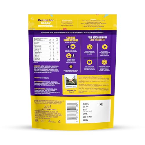 Image of Yogabar Dark Chocolate Oat 1kg, Pack of 3 | Gluten Free Golden Oatss | Healthy Breakfast Cereal with Wholegrain Oats (Dark Chocolate Oatss)