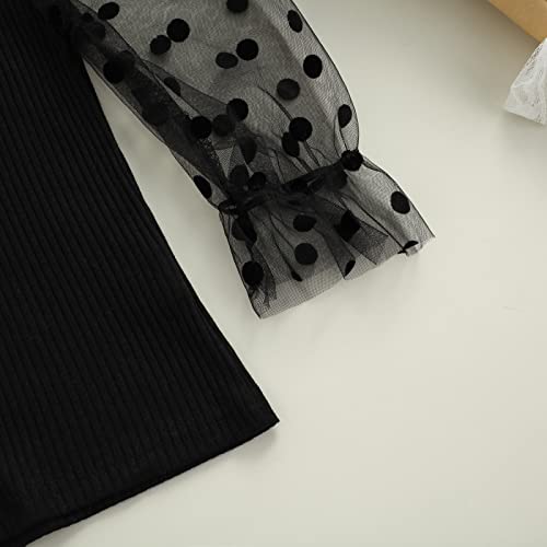 Wyoukid 1-6T Toddler Baby Girls Autumn Outfit Long Sleeve Shirt Tops+Plaid A-Line Skirt+Hat 3Pcs Spring Winter Clothing (Black Houndstooth, 3-4T) #TOP4