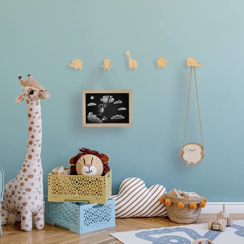 Truuloop Cute Animal Wood Wall Hooks - 5 X Aquatic Animals - Decorative Wall Hanging Hooks For Hanging Coat, Hat, Bag, Backpack, Towel, Wall Mounted Or Nail Free, Farmhouse Rustic Boho Kids Decor #TOP5