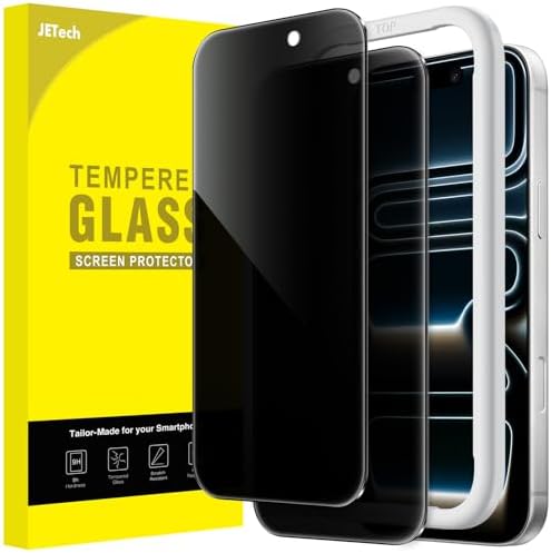 JETech Sichtschutz Schutzfolie für iPhone 17 Pro, 2 Stück | Anti-Spy Blickschutz Gehärtetes Glas Schutzfolie, mit Installationshilfe, Kratzfestes Design