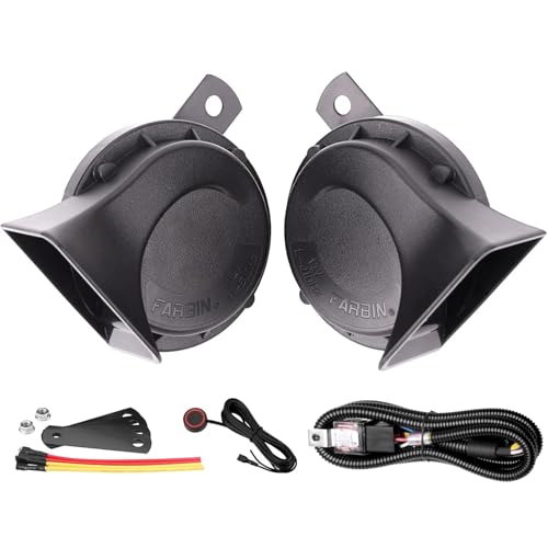 AOLIHAN 2PCS 130dB Air Horn for Truck Dual Horns for High/Low Tone Super Loud Train Horn,12V Waterproof Electric Snail Horn for Car/Motorcycle/Truck/SUV/Van/Boat/Motobike/Moto/Forklift/atv/golf cart