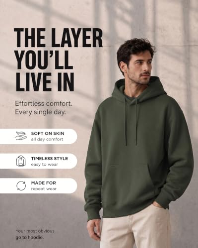 Image of NOBERO Oversized Solid Hooded Sweatshirt for Men | Oversized Hoodie for Men | Hooded Pullover | Cotton Rich Printed Hoodie 280 GSM Fleece