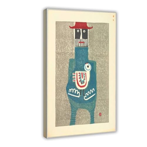 Impression giclée sur toile style Azechi chapeau rouge, cadre à suspendre pour bureau 20x30 cm