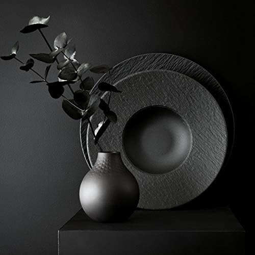 Villeroy & Boch 1042392790 Manufacture Rock Pasta Plate, Structured Crockery Porcelain, Black, 28 cm