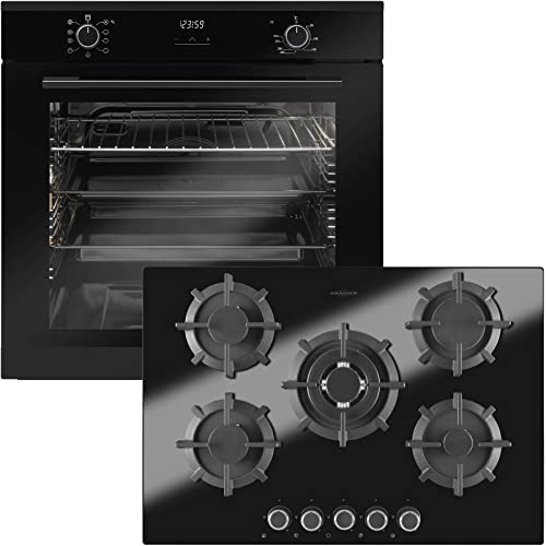 Oranier Backofen Set autark inklusive Gas-Kochfeld 75 cm GKH 2784 und schwarzem Einbaubackofen EBS 9936