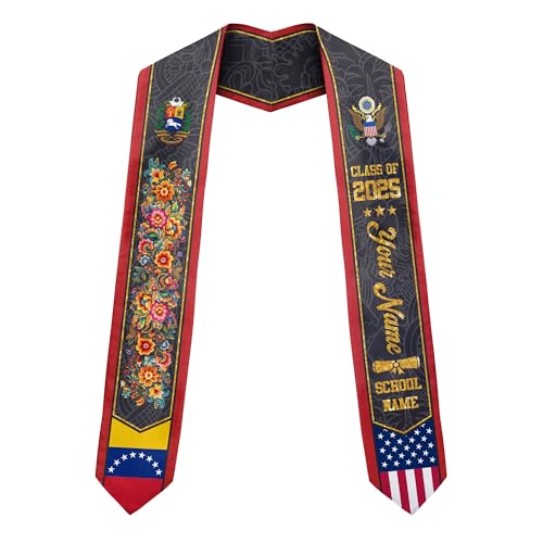 MonkeyVan Custom Venezuelan Flag Graduation Stole 2025 Venezuela Graduation Sash Venezuelan Flag Graduation Sash Class Of 2025 Vnzl 14