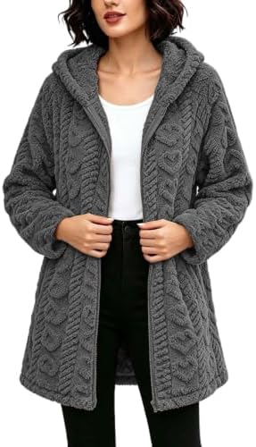 biqikav Womens Winter Sherpa Coats Textured Warm Fleece Jackets - 3