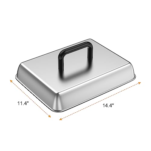 SafBbcue Round Cast Iron Smash Burger Grill Weight Press & Griddle Steamer Melting Dome Basting Cover for Blackstone Flat Top Grills Accessories, 14
