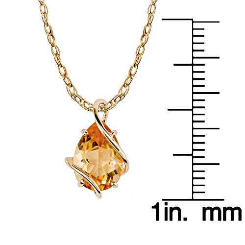 10K Yellow Gold Genuine Pear-Shape Citrine Teardrop Pendant Necklace #TOP2